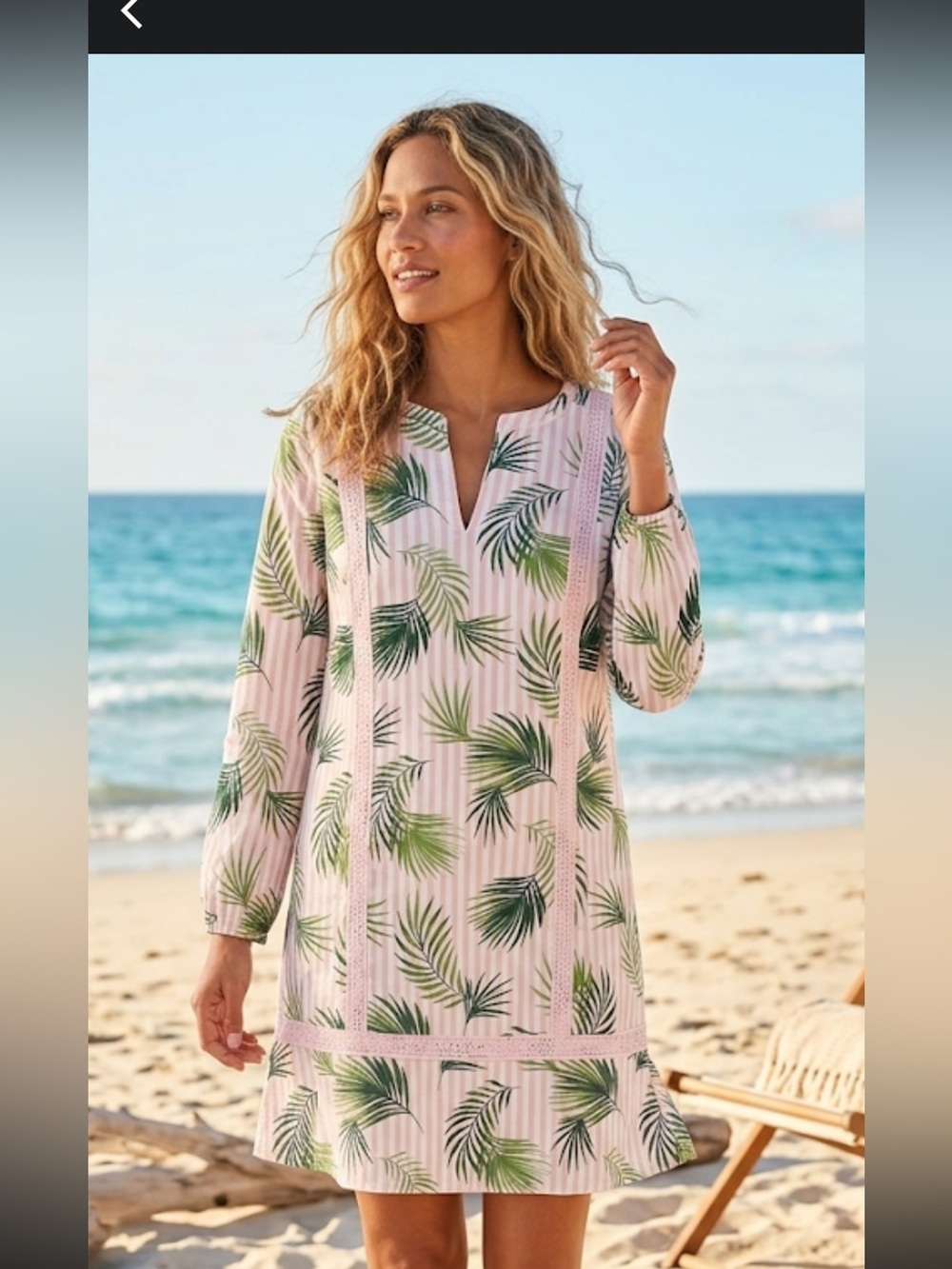 Lands' End Pink Palm-Print Swim Coverup NWT